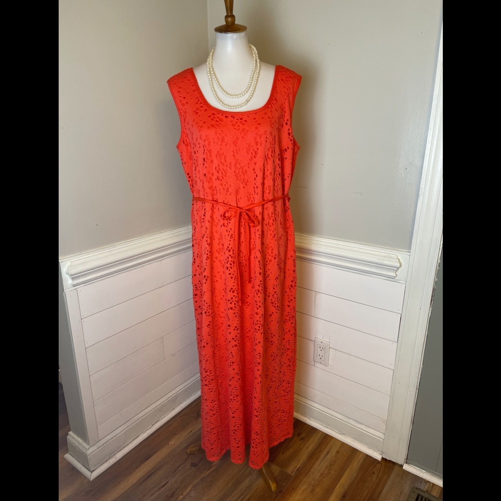 Madison Leigh Coral Lace Maxi Dress XL FREE SHIP